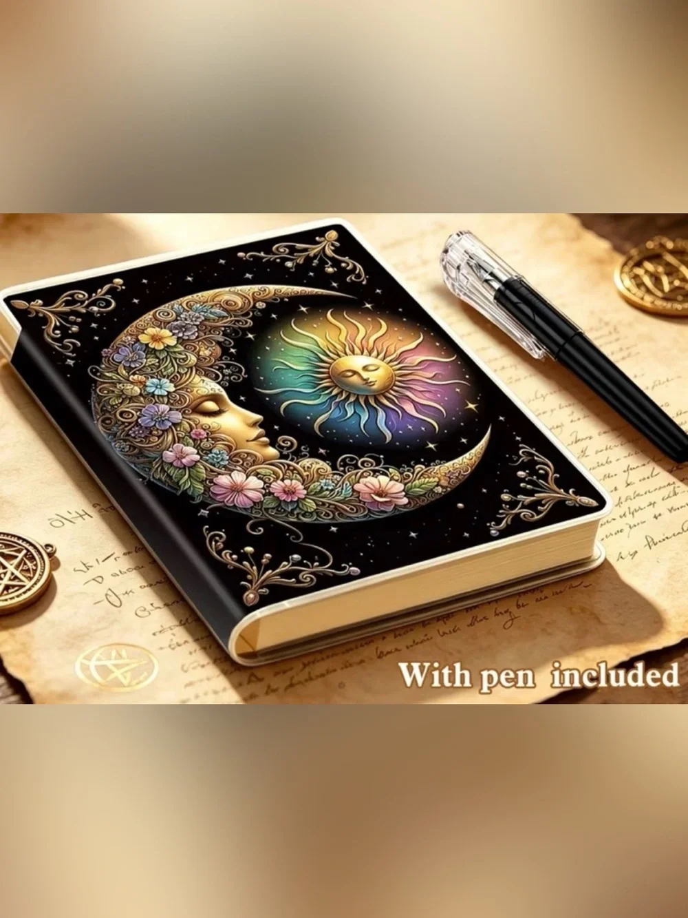 Key Moon Floral Journal Hardcover – Multicolor